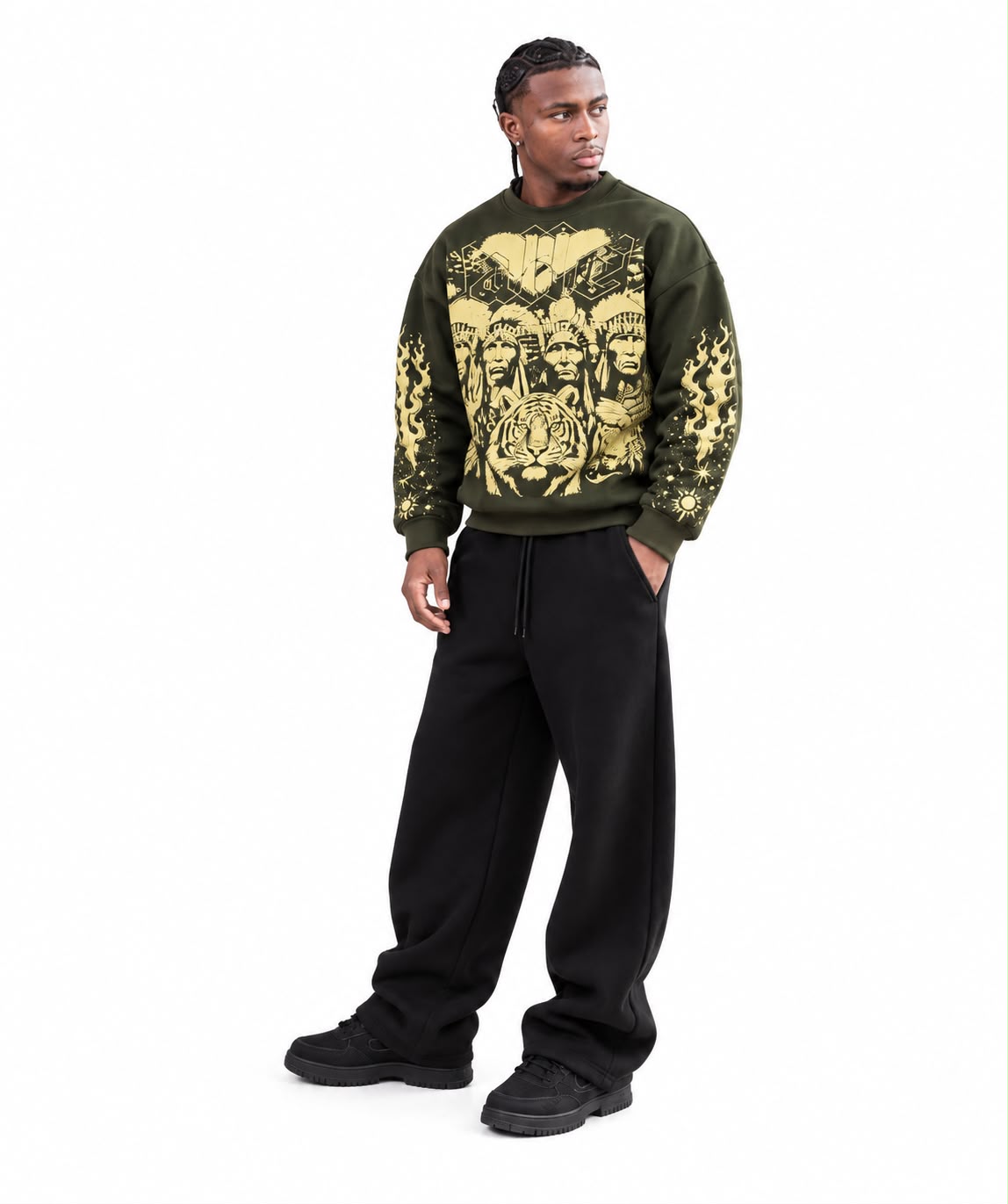 Tribal Chieves Olive Sweatshirt