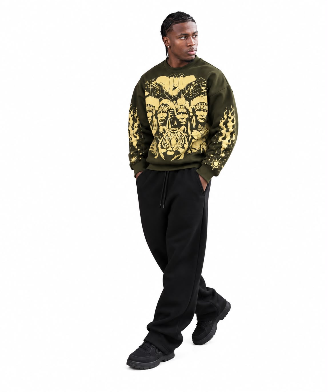 Tribal Chieves Olive Sweatshirt